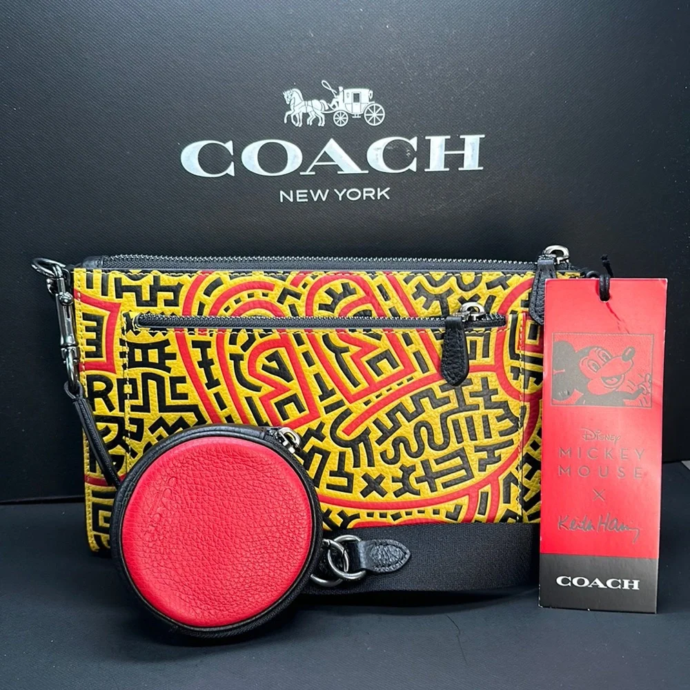 Coach Disney Mickey X Keith Haring Holden Crossbody Purse Leather Bag FOB c6911